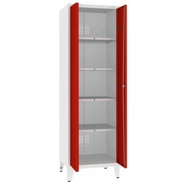Universalschrank, Flügeltürenschrank mit 4 Fachböden, Füßen, 600 mm breit