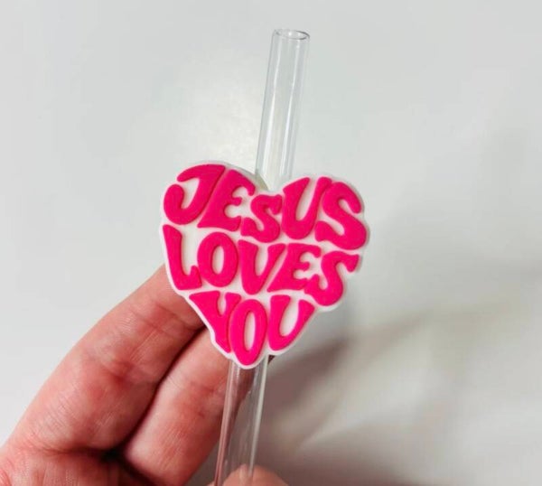 Jesus Loves You Straw Topper