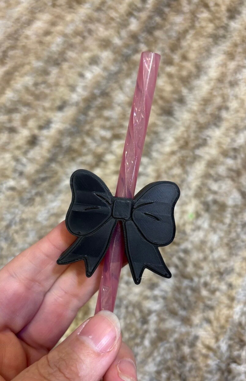 Black Bow Straw Topper
