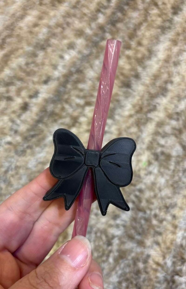 Black Bow Straw Topper