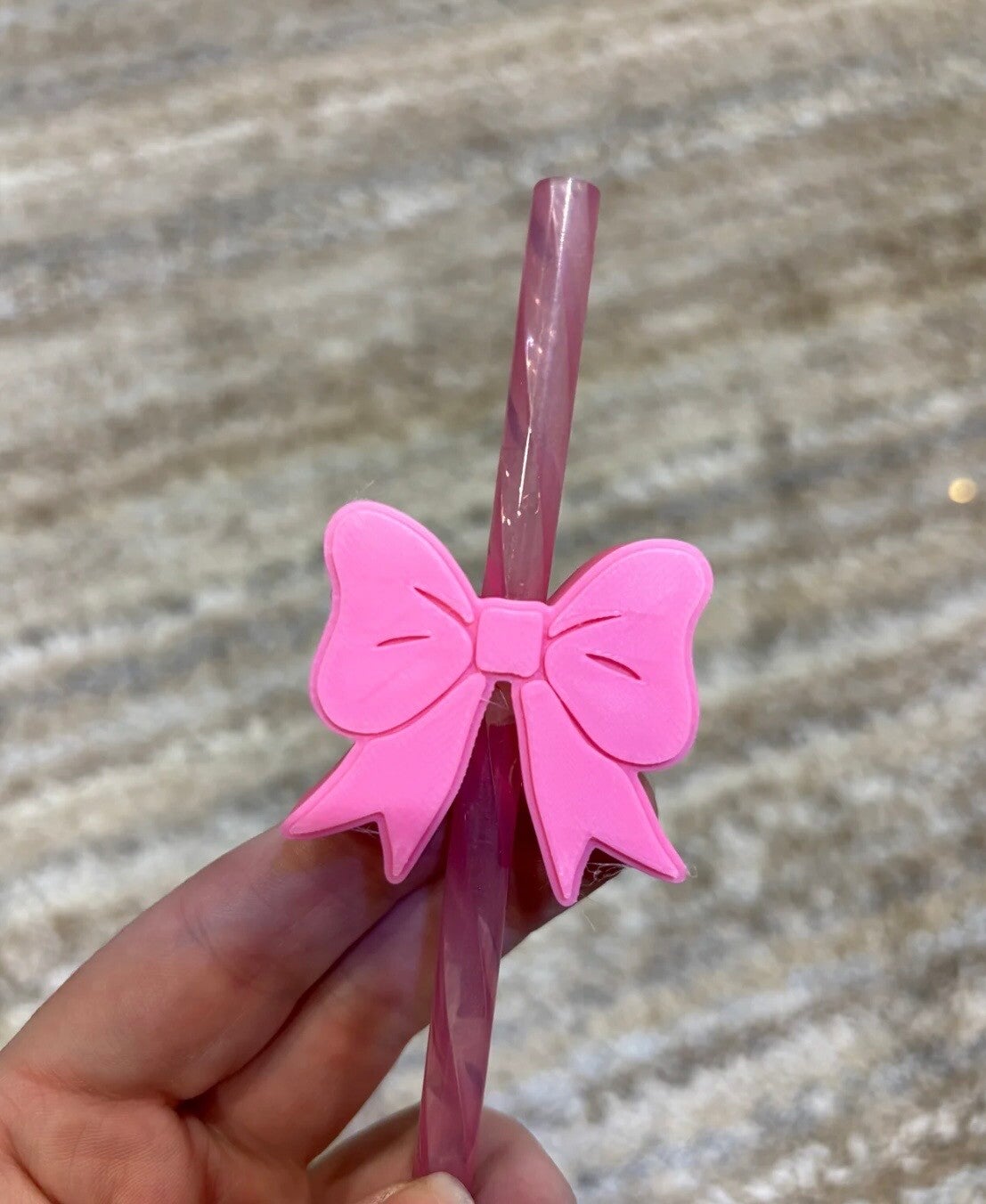 Pink Bow Straw Topper