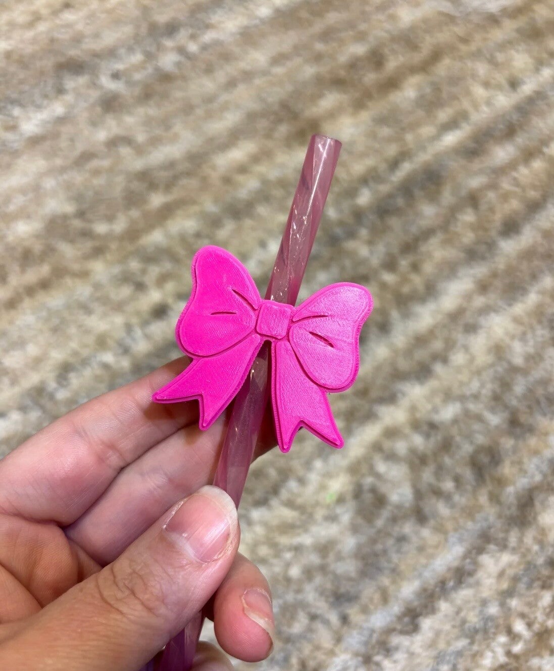 Fuchsia Bow Straw Topper