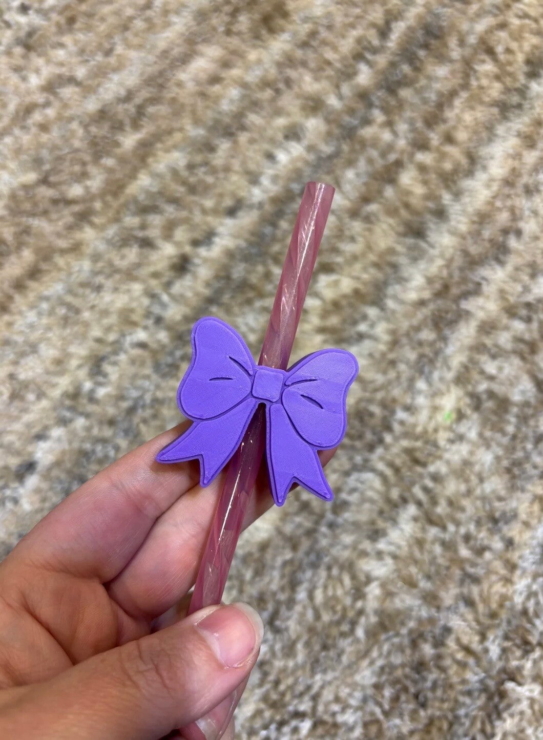 Purple Bow Straw Topper