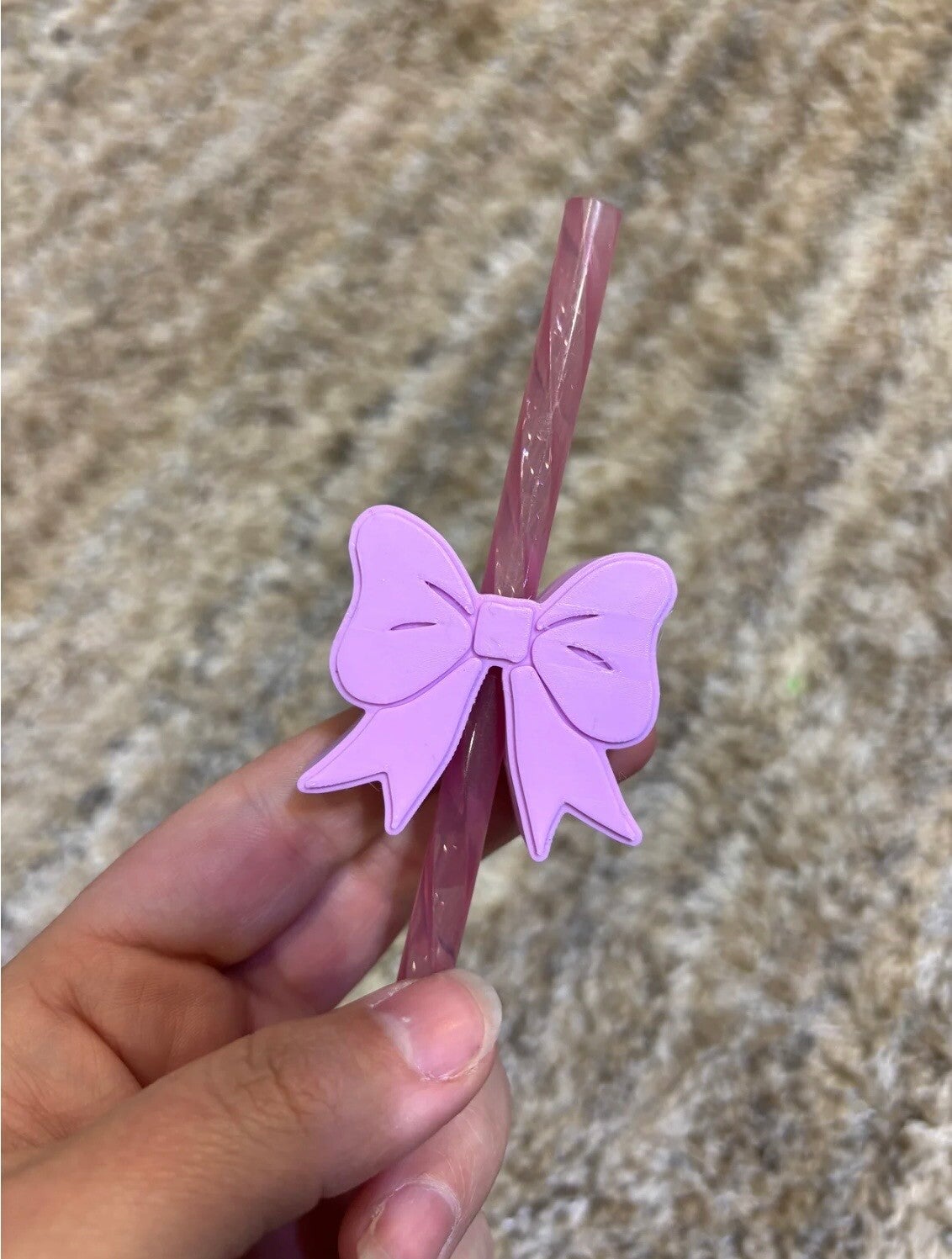 Lavender Bow Straw Topper