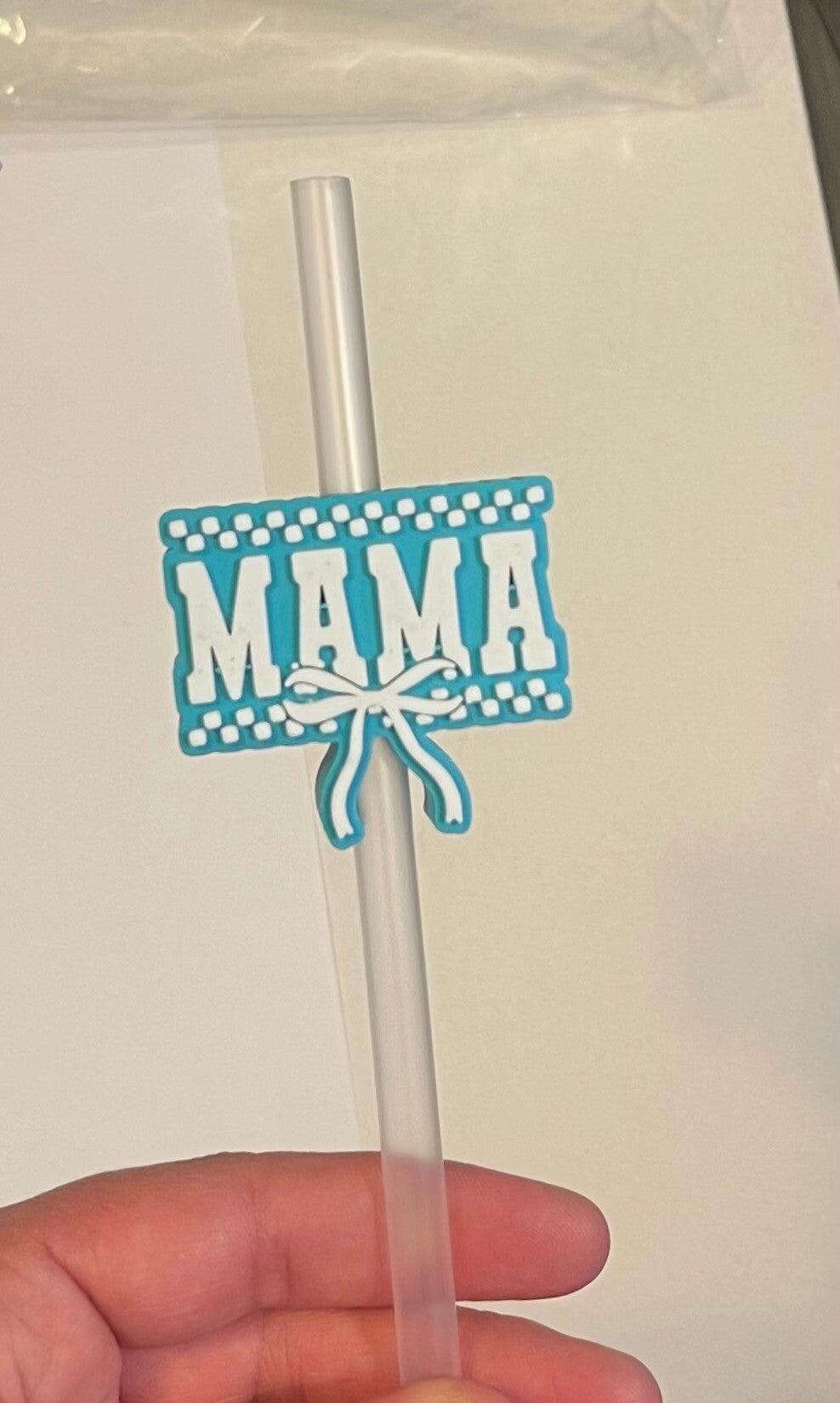 Mama Teal Straw Topper