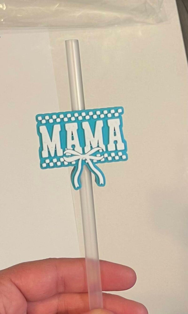 Mama Teal Straw Topper