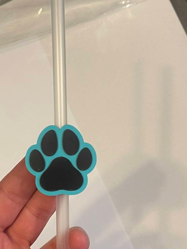 Teal Paw Straw Topper