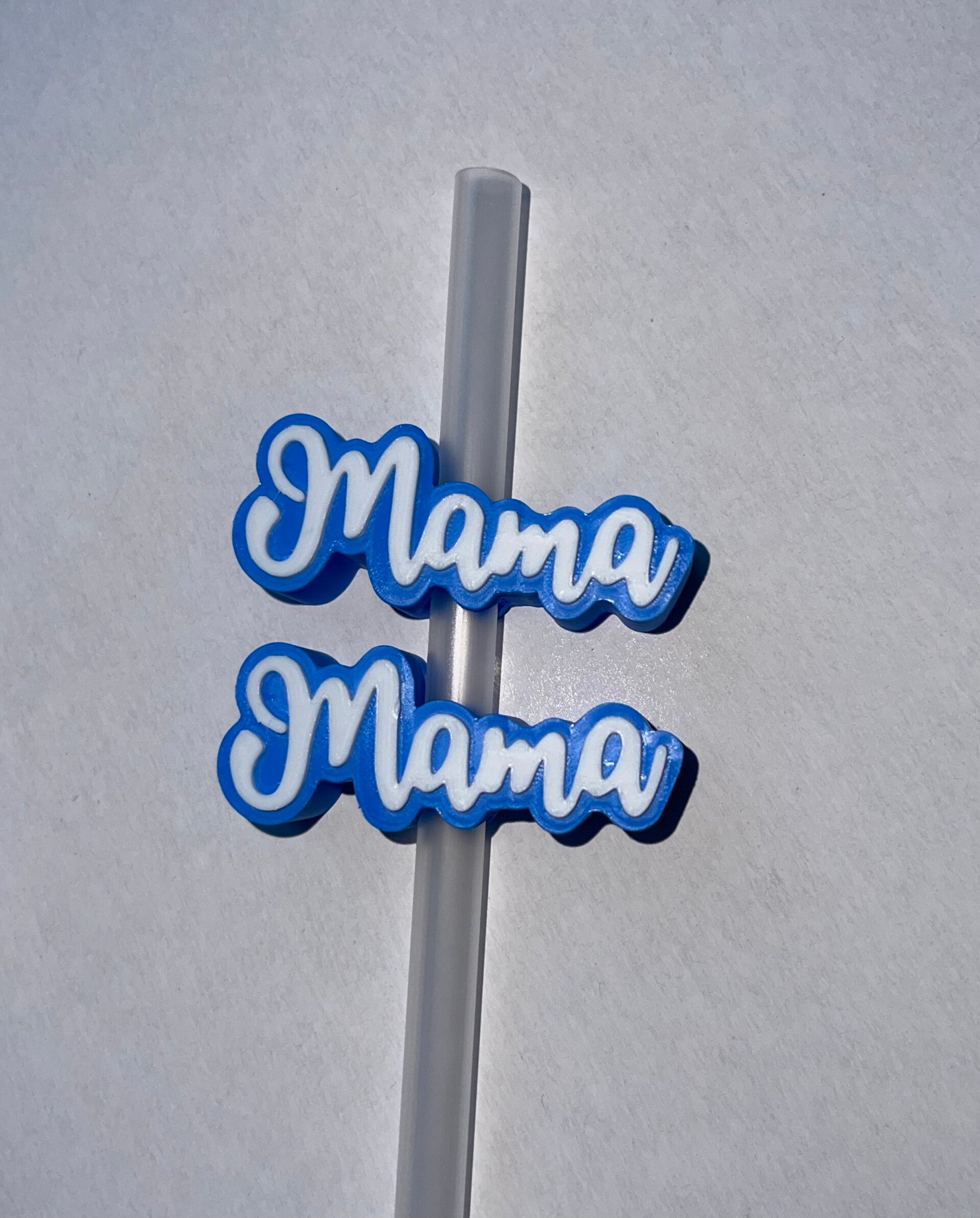 Mama in Blue Straw Topper
