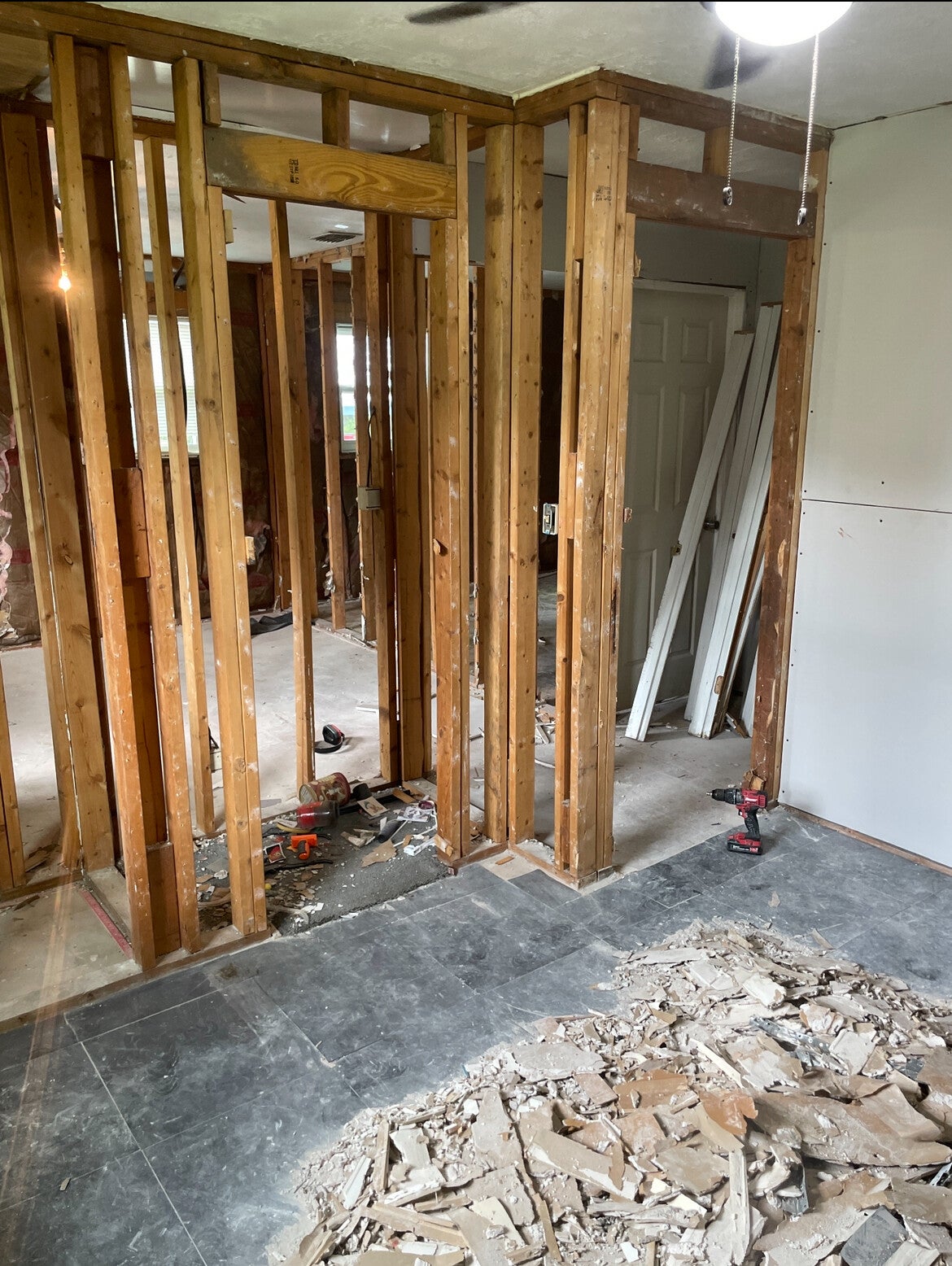 Picture of wooden studs ready to be drywall