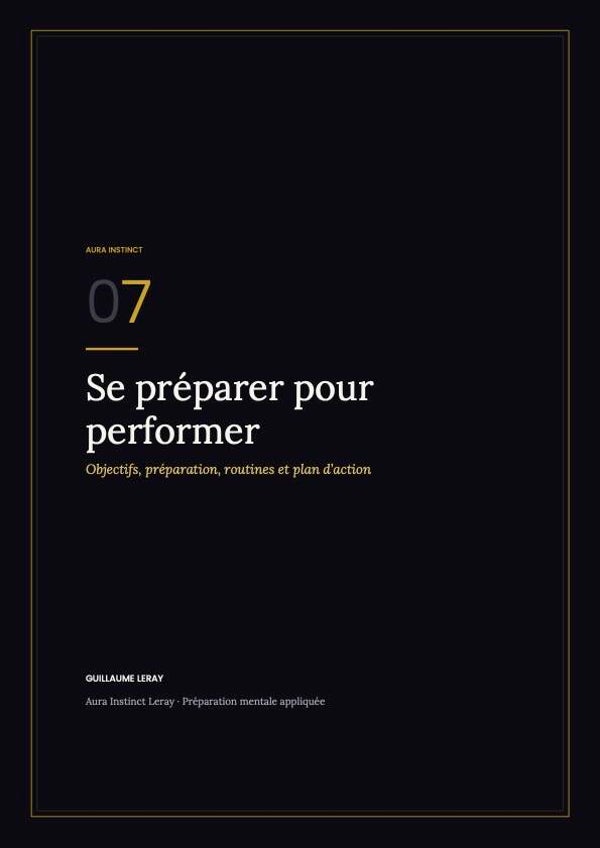 Se préparer pour performer : livret AURA 07