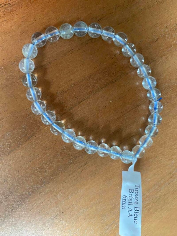 Bracelet Topaze bleue Brésil AA 6mm