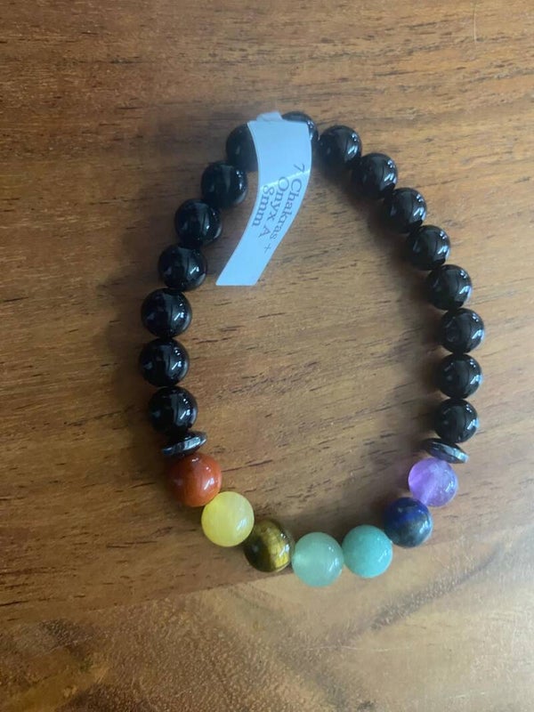 Bracelet 7 chakras Onyx 8 mm