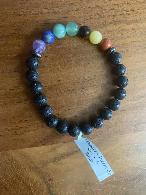 Bracelet pierre de lave + 7 chakras