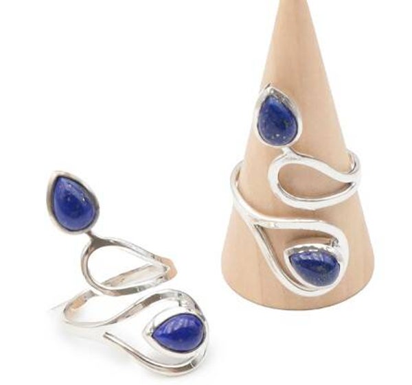 Bague en argent 925 réglable Pierres Lapiz Lazuli AA