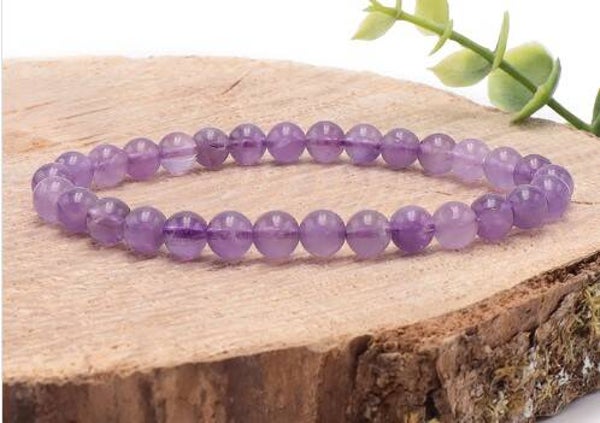 Bracelet boules 6 mm Améthyste lavande