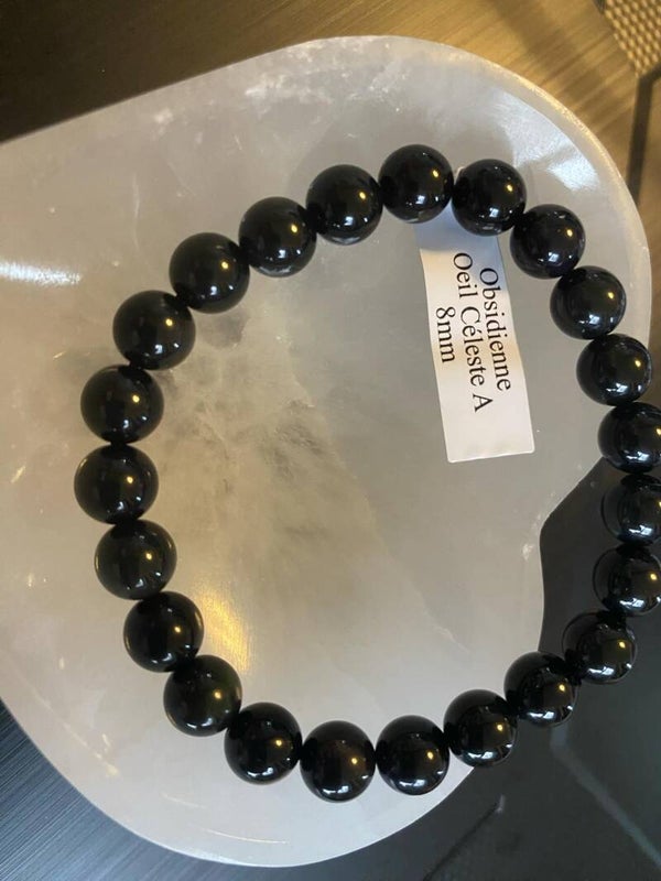 Bracelet Obsidienne oeil céleste 8 mm A - Protection