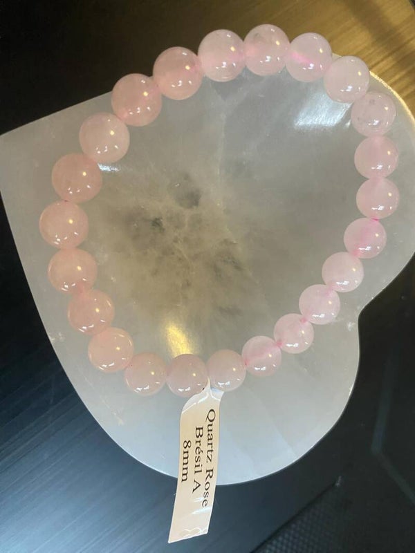 Bracelet Quartz rose Brésil A 8 mm - Apaisant