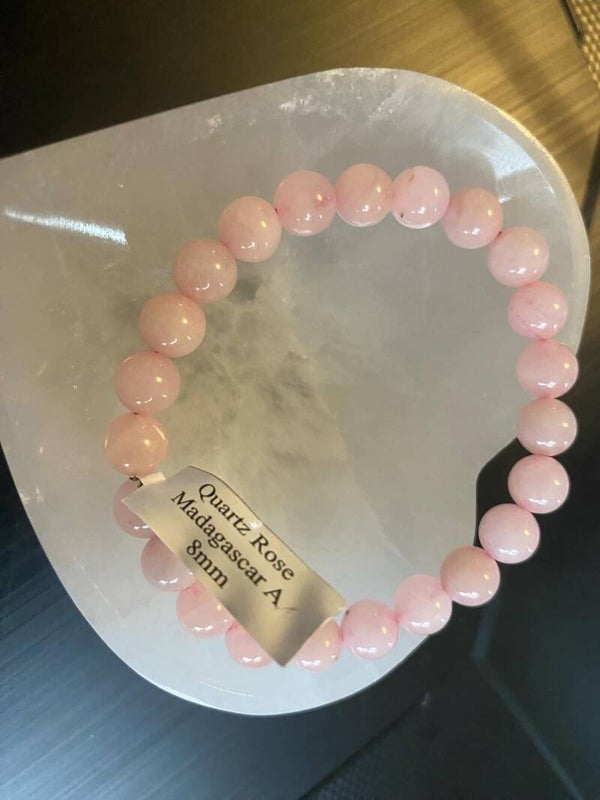 Bracelet Quartz rose de Madagascar 8 mm A - Apaisant