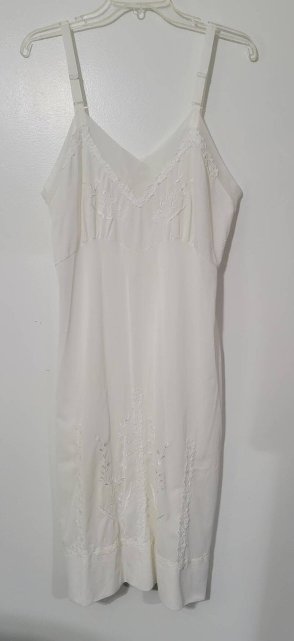 Vtg. Original Lace/Sheer/embroidered Stretch Slip Intimates Lingerie Flour