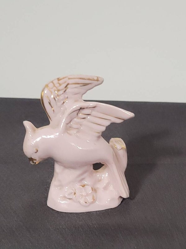 Vintage Porcelain Miniature Pink Gold Bird Japan Stamped
