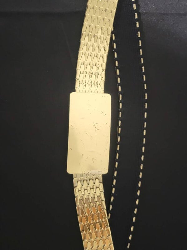 1980's Gold Tone Metal Fish Scale Belt Disco & Glam