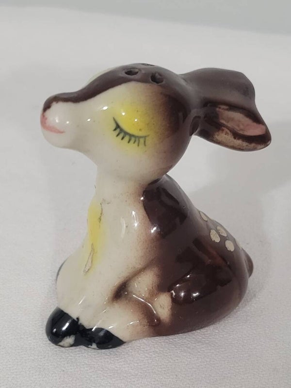 Miniature Ceramic Fawn Bambi Deer Salt or Pepper Shaker Vintage Japan