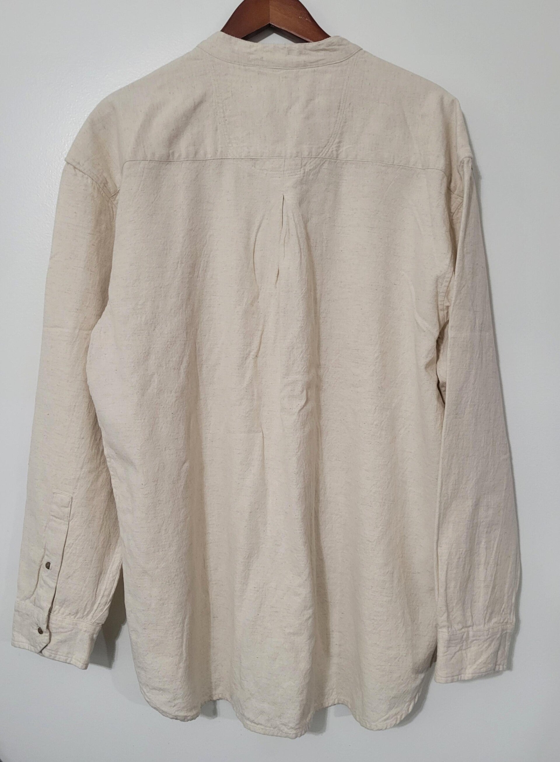 Irish Linen Grandfather Shirt – White – Super Soft – Collarless Button-Up By Celtic Clothing Company