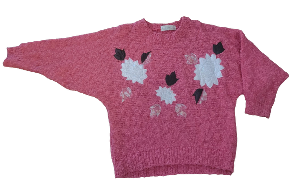 80's 90's Chucky Tunic Oversized Tunic Sweater LARGE Applique Sequins by Chaus