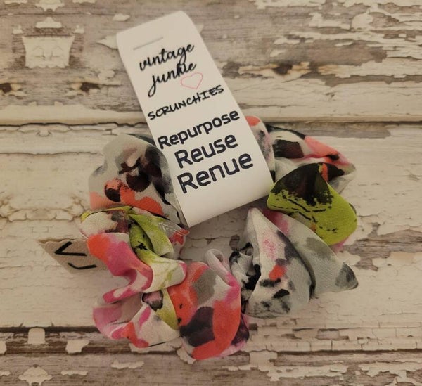 "Shaelyn" Floral Sz. SMALL Hair Scrunchie Sheer Fabric