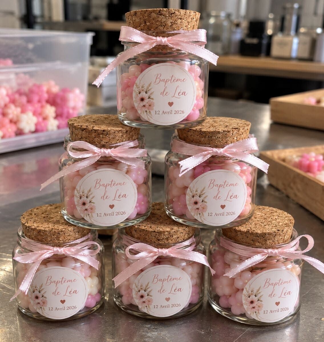 🎁 Bougies personnalisées en pot – Cadeaux invités