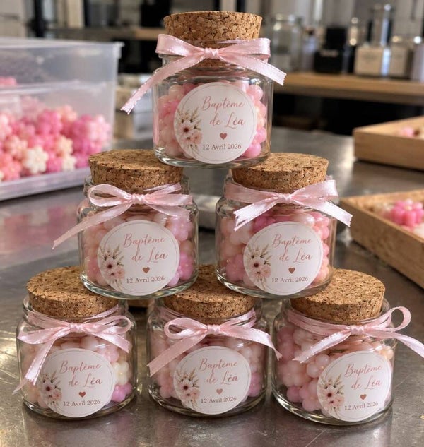 🎁 Bougies personnalisées en pot – Cadeaux invités