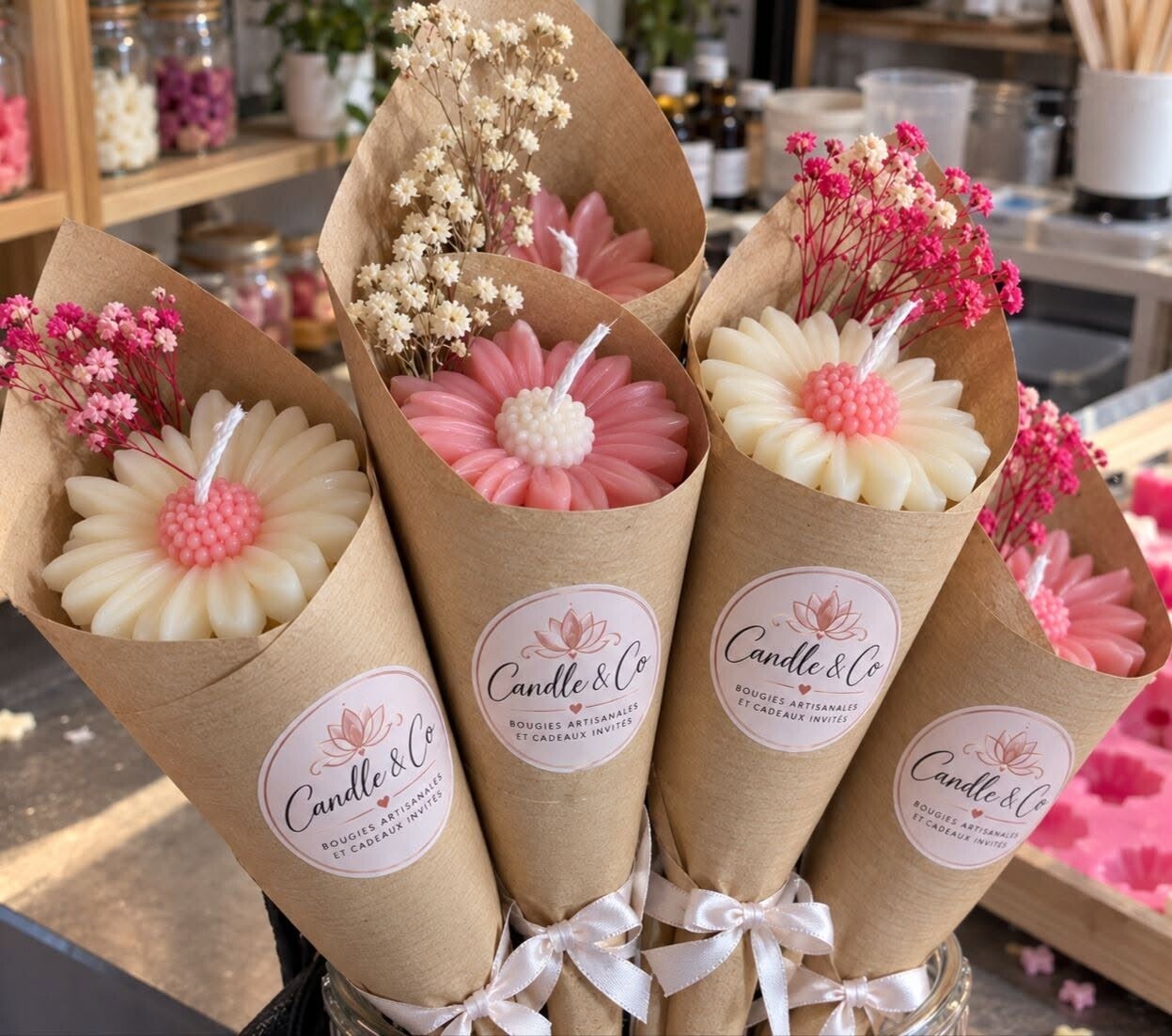🌸 Bouquet de fleurs en bougies artisanales – Candle & Co
