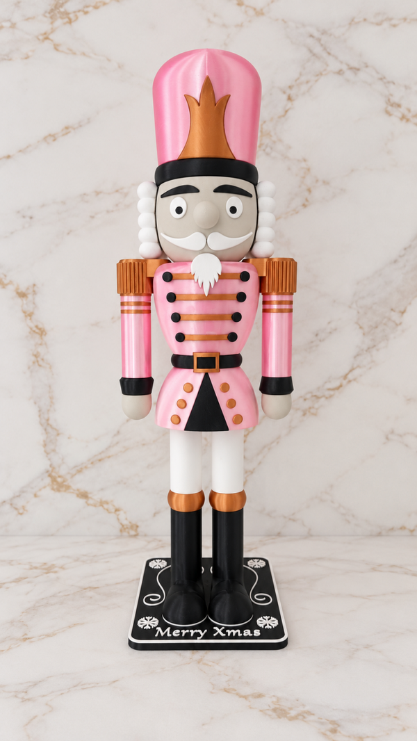 Notenkraker roze met bronskleurige details – 40 cm