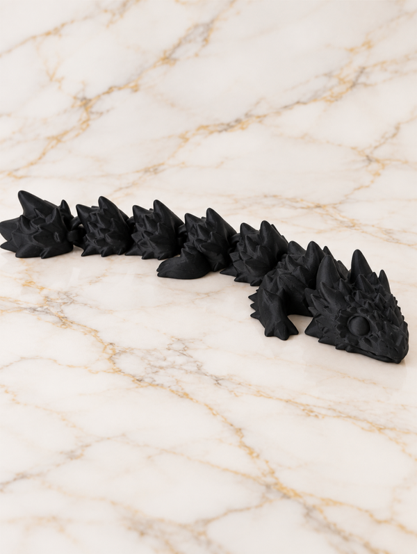 Beweegbare fidgetdraak – zwart – 29 cm