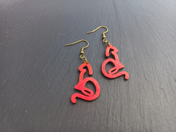 Boucles d'oreilles Silhouette de Chat - Rouge Éclatant