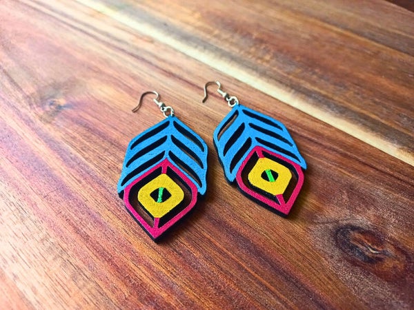 Boucles d'oreilles Plumes de Paon Graphiques
