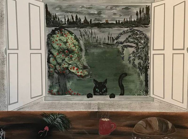 CETTE ŒUVRE N’EST PLUS DISPONIBLE ⬆️. BIBI LE CHAT CURIEUX 🐈‍⬛