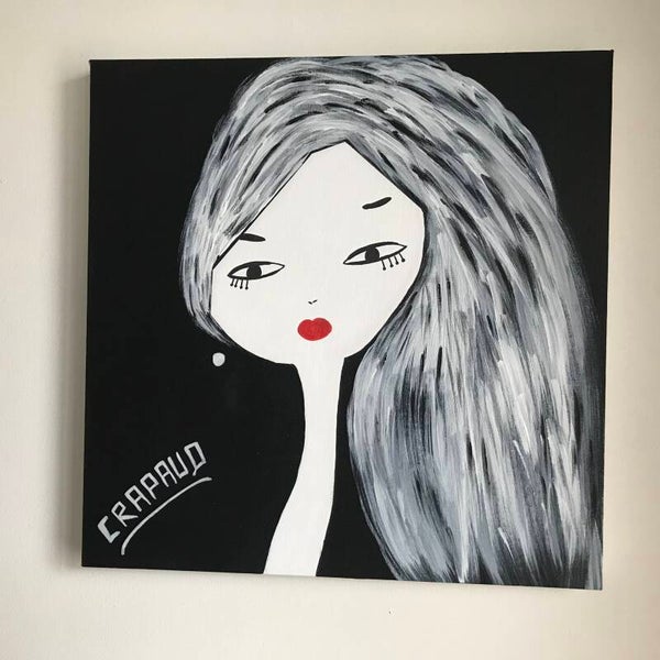 LA BLANCHE , toile acrylique minimaliste, Modiglianisme, oeuvre d’art unique