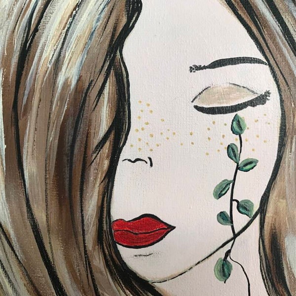 Œuvre d’art unique, acrylique sur toile, œuvre intitulée ( le murmure aux feuillages)