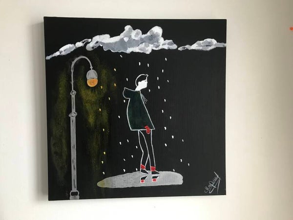 Art minimaliste, œuvre d’art unique, acrylique sur toile, œuvre intitulée ( le solitaire)