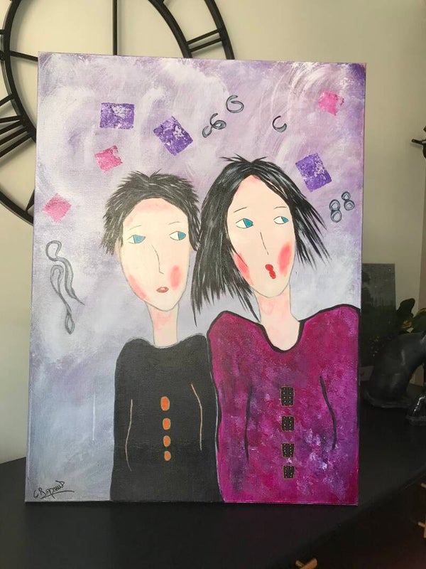 Toile acrylique, art expressionnisme, portraits, art contemporain, idées cadeaux, décoration intérieur, artiste français