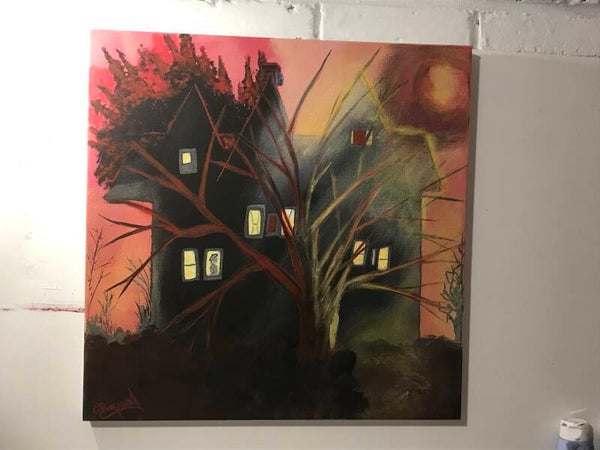 Toile acrylique, art contemporain, oeuvre unique, œuvre originale, art fantastique, décoration murale, décoration intérieure surréalisme