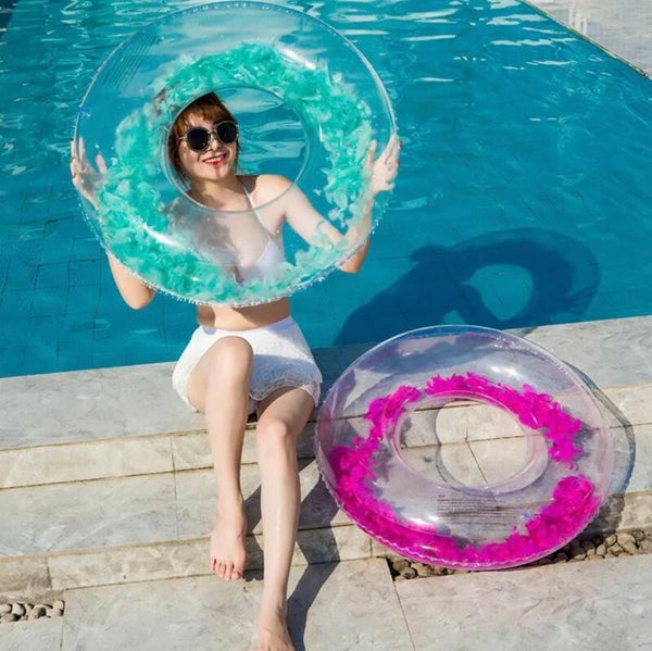 Hebby Delivery- Opblaas Zwemband met Veren – Opblaasband 90 cm – Zwembaden – Kinderen Volwassenen – Strand Zee – Zomer trend