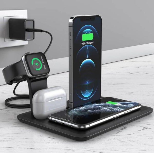 Universele oplader draadloos opladen 4 in 1 gebruik voor horloges/mobiele telefoon/ tablet/ oortelefoon