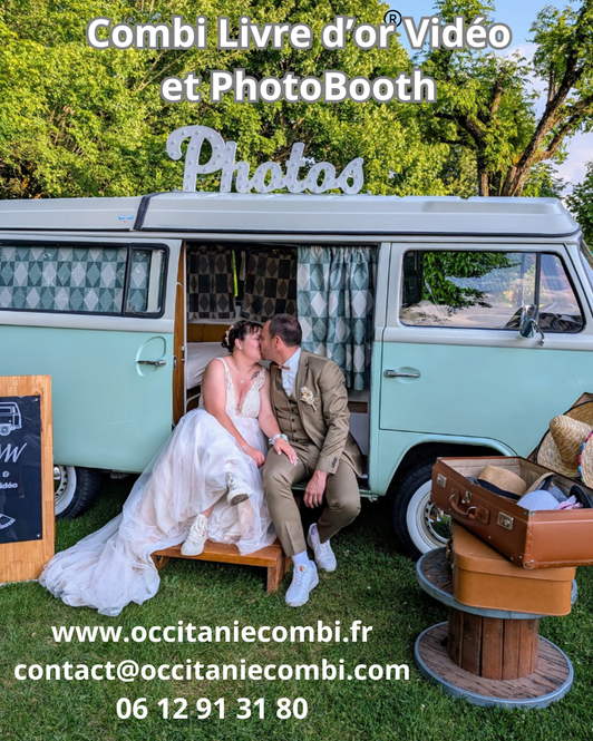 volkswagen  combi loué pour vidéo photobooth livre d'or vidéo dans toute l'occitanie