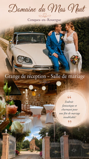 domaine hébergement pour les mariés et leurs invités à Conques en Rouergues dans un paysage magnifique