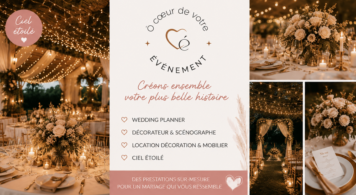 agence d'évenements pour la location de matériel pour les mariages, ciel étoilés, scénographie