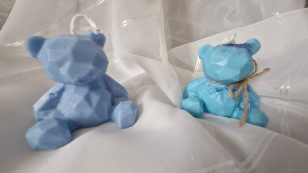 Geometrische Teddybär Kerze