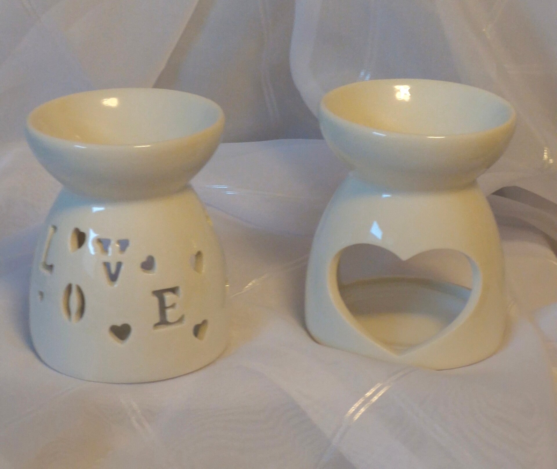 Wachsschmelzer Keramik „Love“, „Herz“ & „Mond“ – Duftlampe für Wachsmelts