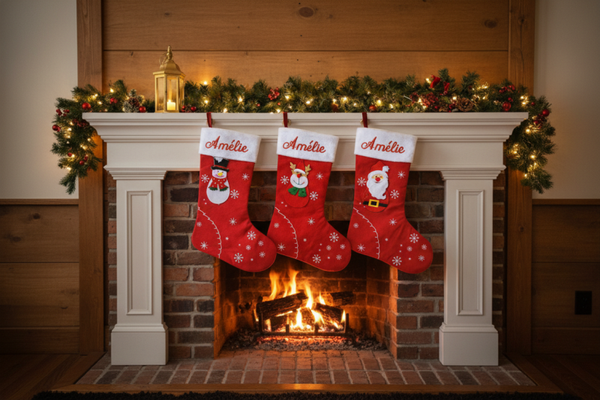 Chaussette de Noël personnalisée avec prénom – Décoration de Noël à suspendre